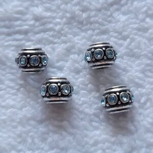 4X Brighton MINI Glam Beads Light Blue/Aqua Crystals NWOT Retired